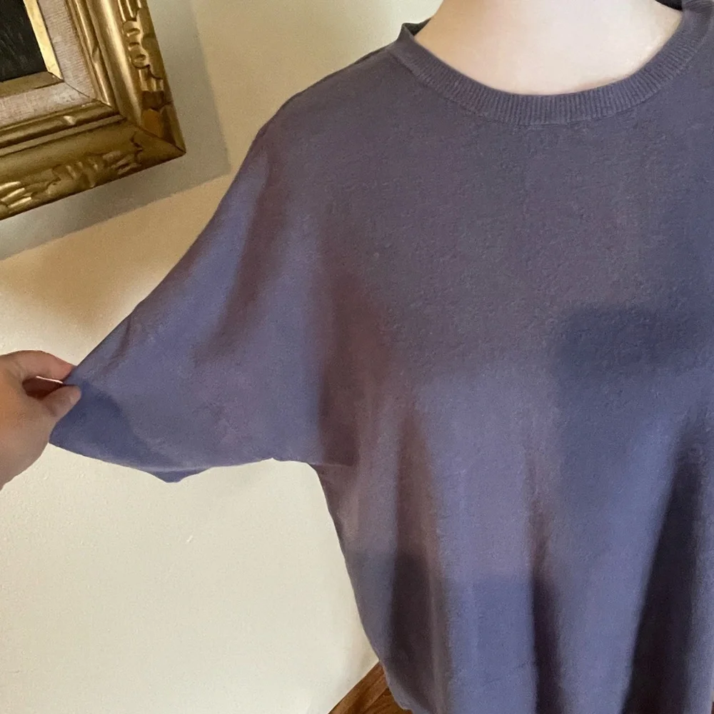 Lavender Sweater Short Sleeve Blouse - Picture 2 of 5